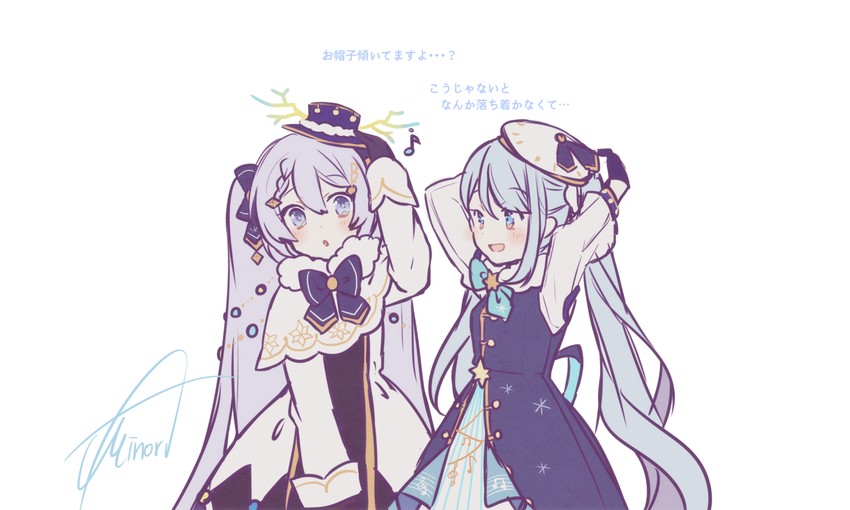 hatsune miku and yuki miku (vocaloid) drawn by asagao_minoru