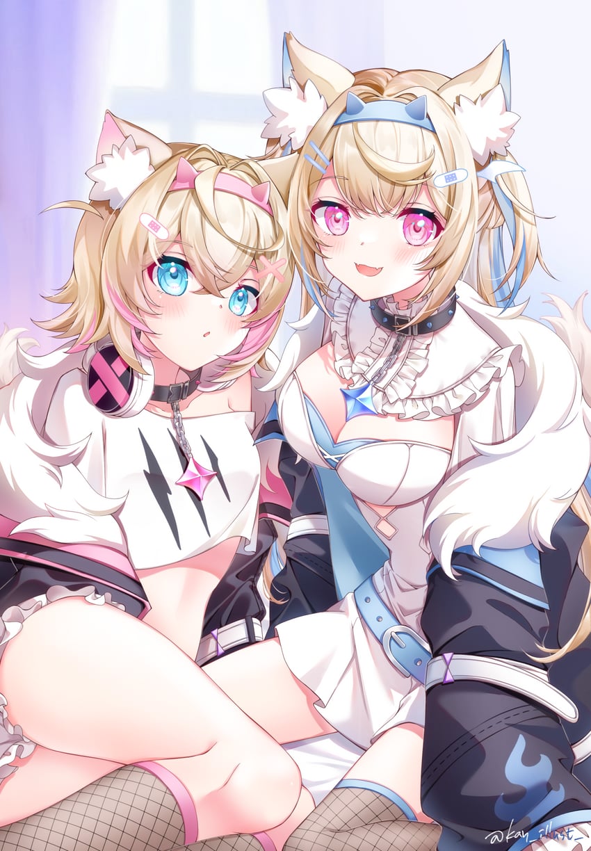 fuwawa abyssgard and mococo abyssgard (hololive and 1 more) drawn by kan_(kan0108)