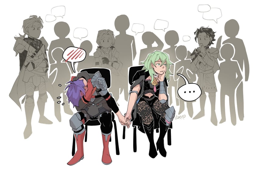 edelgard von hresvelg, dimitri alexandre blaiddyd, claude von riegan, female byleth, and male shez (fire emblem and 2 more) drawn by dar-draws