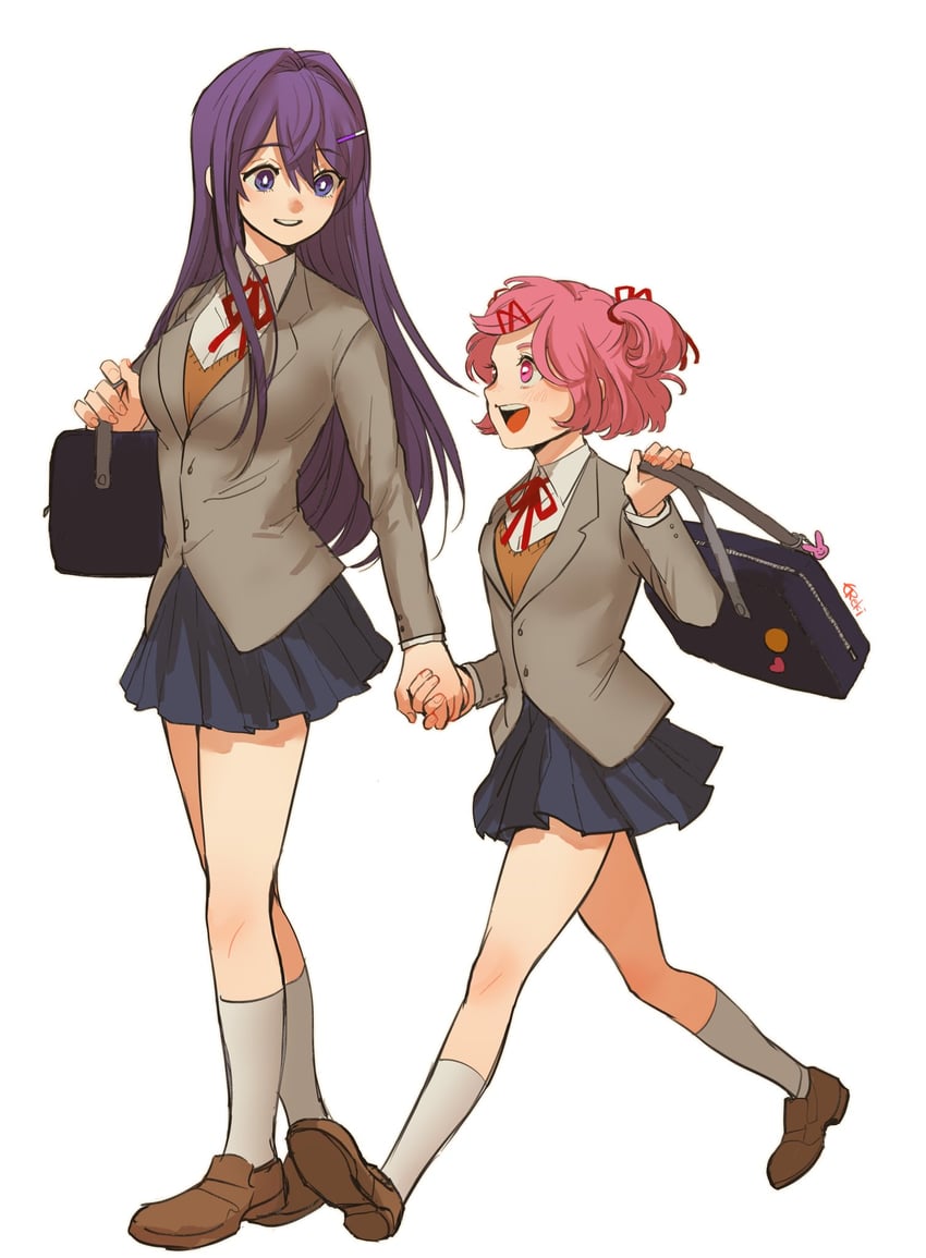 natsuki and yuri (doki doki literature club) drawn by ma2_ereki