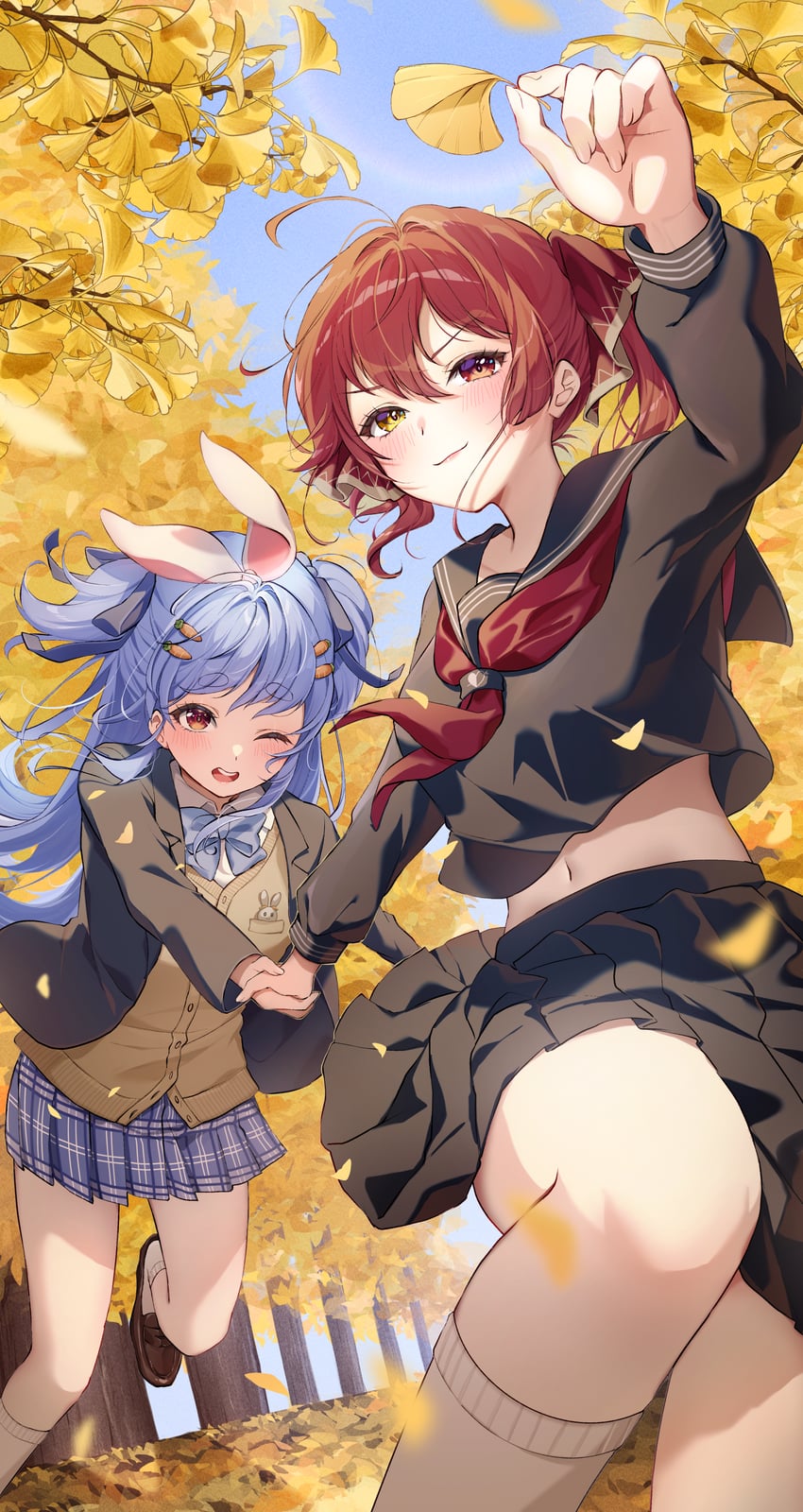 houshou marine and usada pekora (hololive) drawn by maruta_(shummylass)