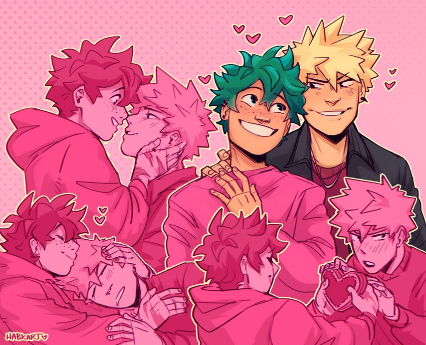 midoriya izuku and bakugou katsuki (boku no hero academia) drawn by habkart