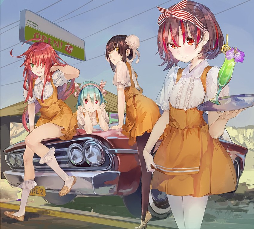 miley, mint, shelly, and yukiho (band yarouze!) drawn by yuugen