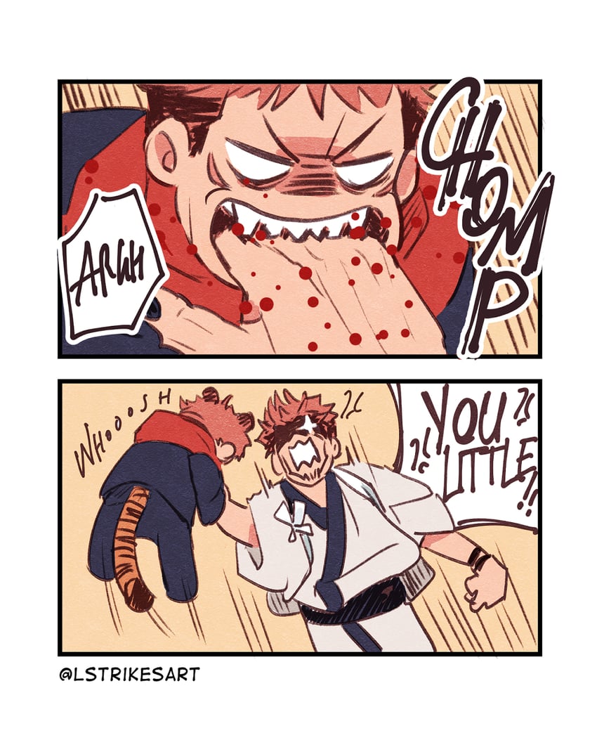 itadori yuuji and ryoumen sukuna (jujutsu kaisen) drawn by lightningstrikes
