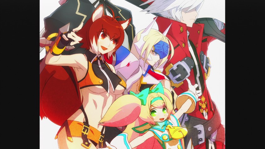 makoto nanaya, ragna the bloodedge, platinum the trinity, mu-12, and valkenhayn r. hellsing (blazblue and 1 more)
