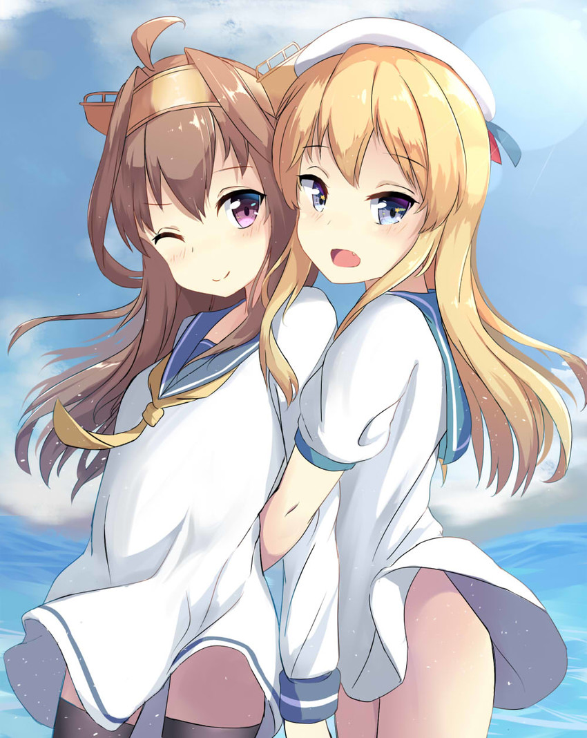 kongou and iowa (kantai collection) drawn by kara_(color1087)