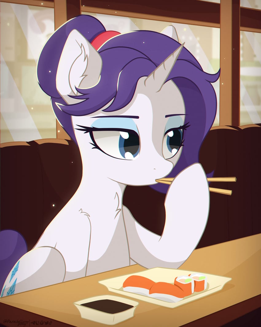 rarity (my little pony and 1 more) drawn by parabellumpony
