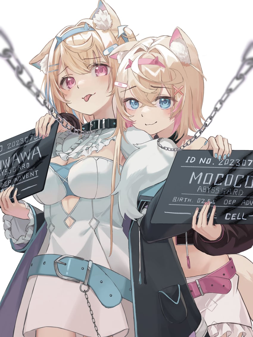fuwawa abyssgard and mococo abyssgard (hololive and 1 more) drawn by penta_(pepepen_28)
