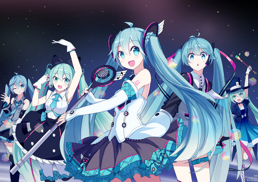 hatsune miku and magical mirai miku (vocaloid and 1 more) drawn by siji_(szh5522)