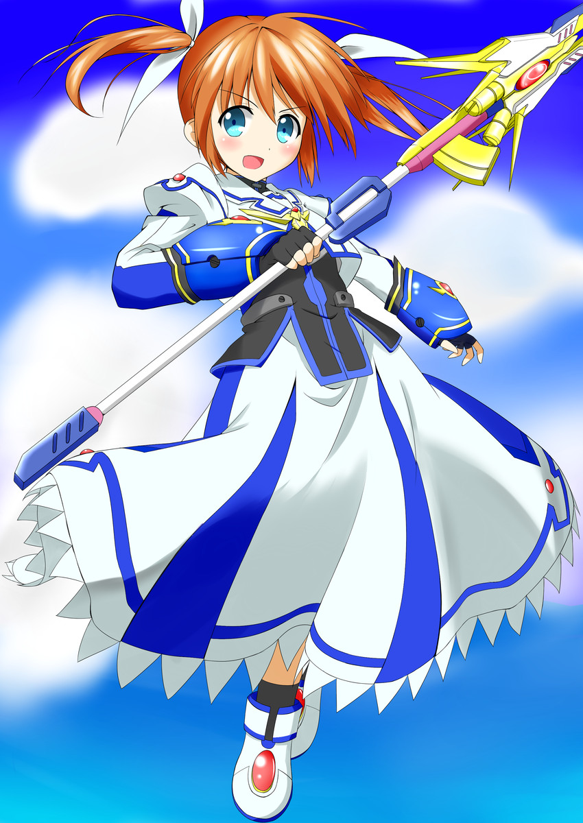 takamachi nanoha and raising heart (lyrical nanoha and 3 more) drawn by dat4147
