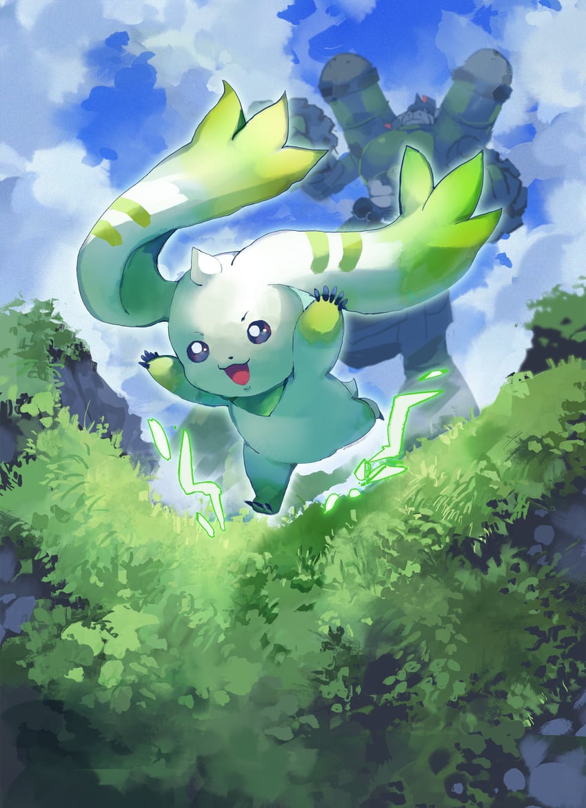 terriermon and saintgalgomon (digimon) drawn by lady_kuki