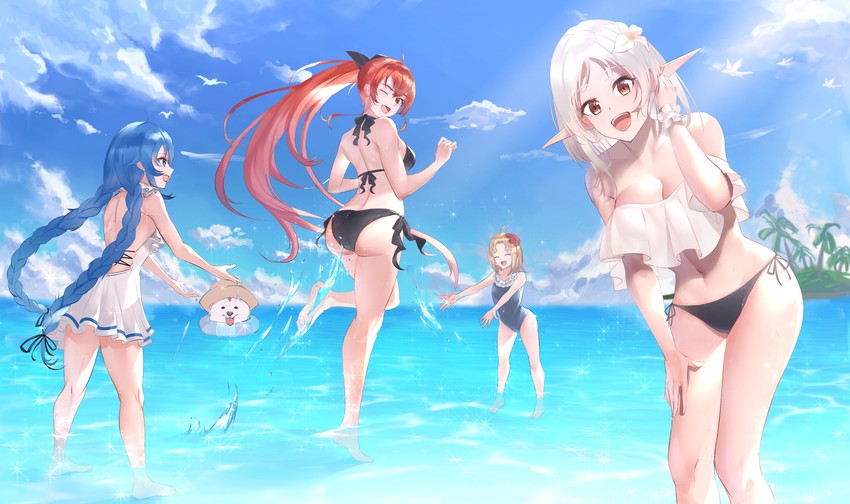 roxy migurdia, eris greyrat, sylphiette, lucy greyrat, and leo (mushoku tensei) drawn by rausu_(undeadmachine)