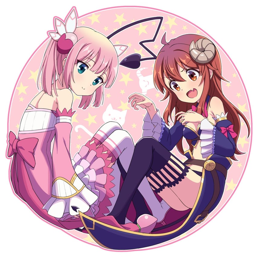 yoshida yuuko and chiyoda momo (machikado mazoku) drawn by godyuurei