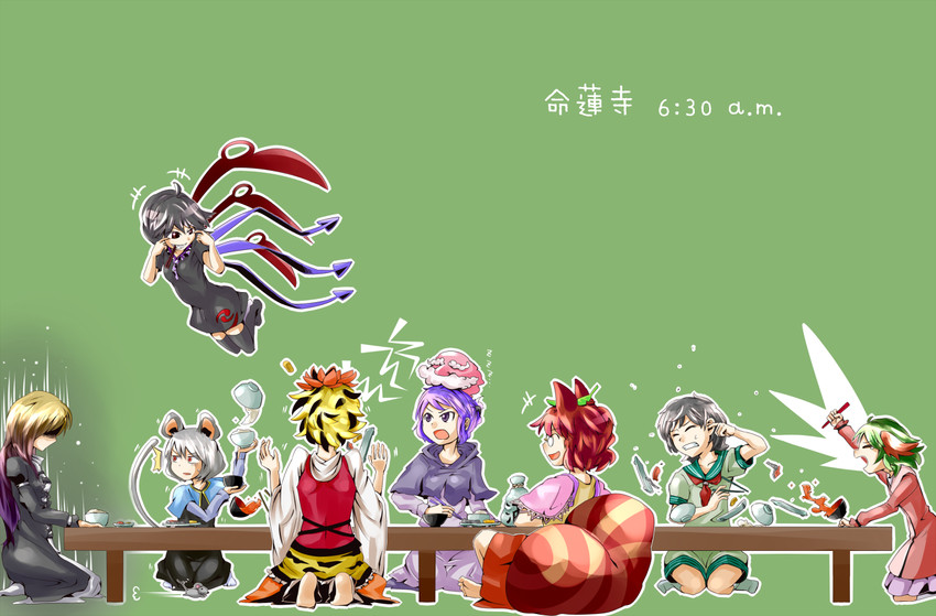 nazrin, hijiri byakuren, houjuu nue, toramaru shou, murasa minamitsu, and 4 more (touhou) drawn by yafu