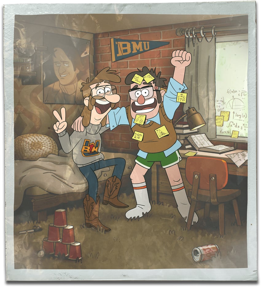 ford pines, fiddleford mcgucket, and carl sagan (gravity falls and 1 more)