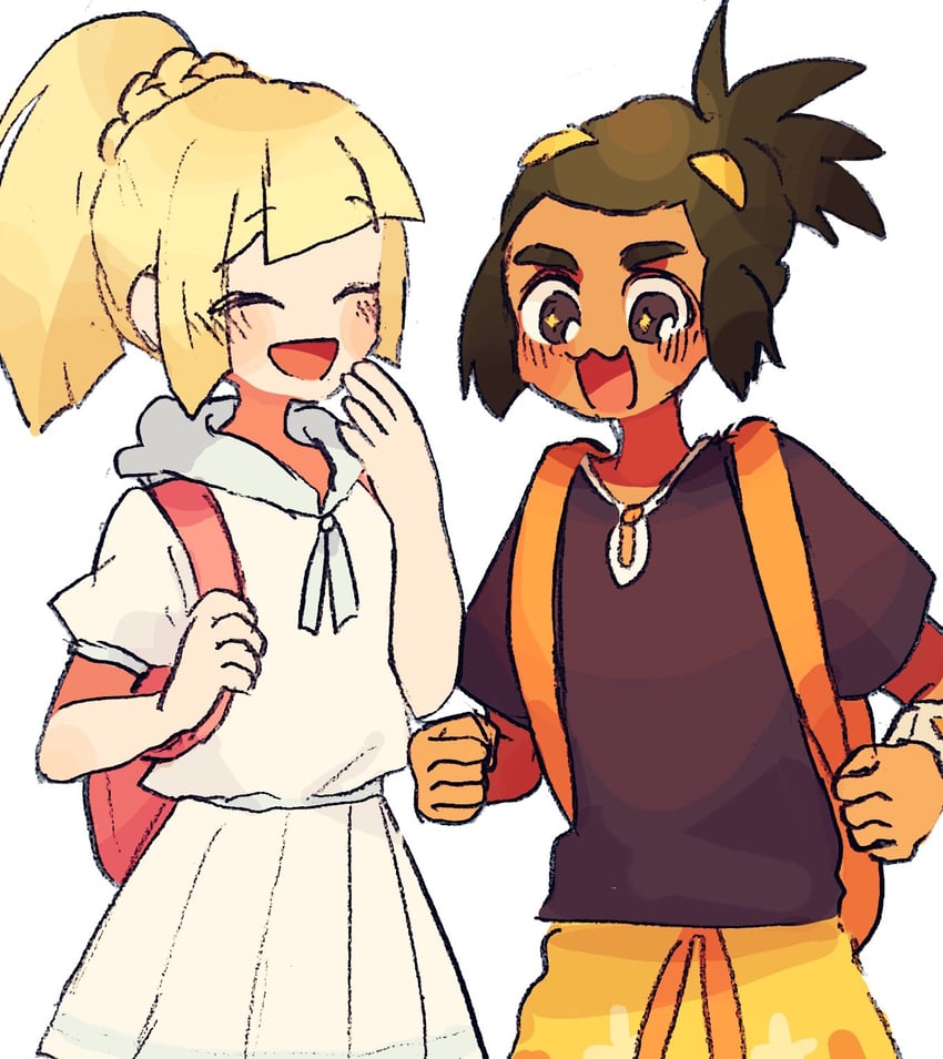 lillie and hau (pokemon and 1 more) drawn by sarami_(sa_rami30)