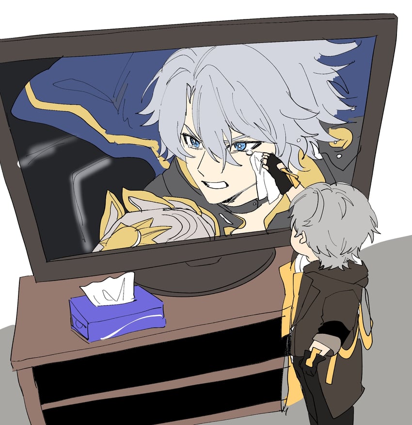 trailblazer, caelus, and phainon (honkai and 1 more) drawn by souen_senri