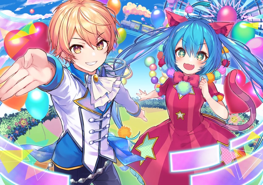 hatsune miku, tenma tsukasa, and wonderlands x showtime miku (vocaloid and 1 more) drawn by nekoi51