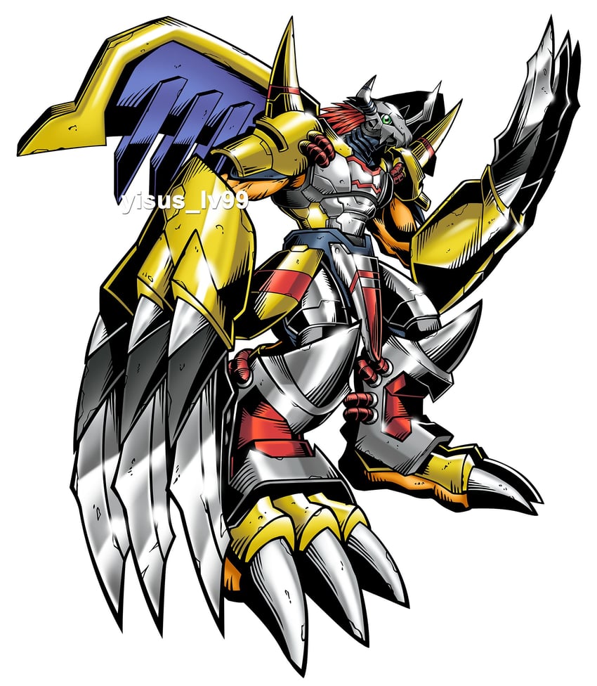 wargreymon, wargreymon x-antibody, and wargreymon x-antibody blast mode (original and 1 more) drawn by yisus_lv99