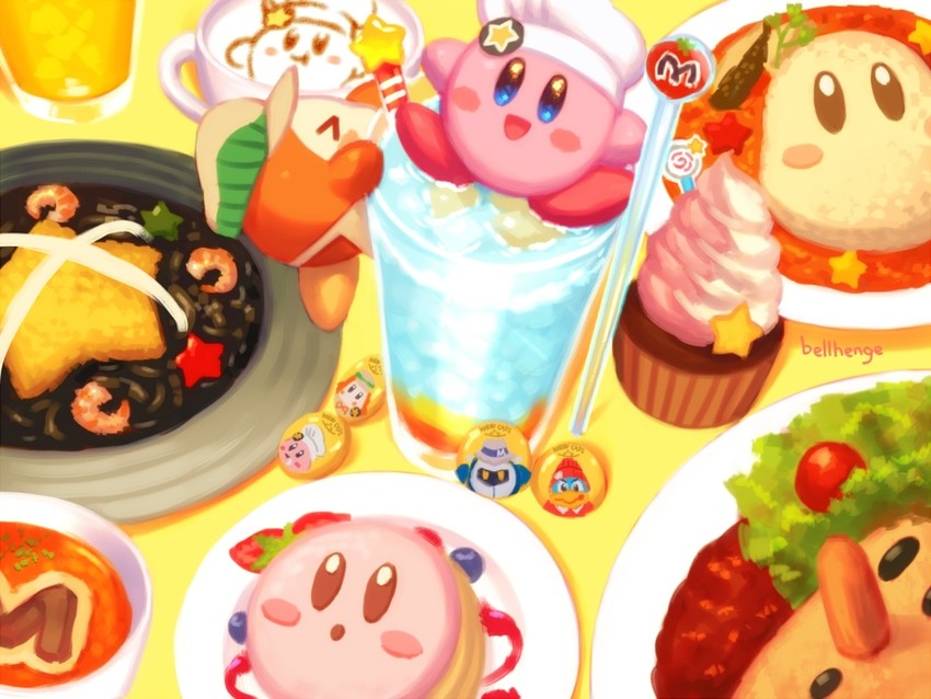 kirby, meta knight, waddle dee, king dedede, and whispy woods (kirby) drawn by bellhenge
