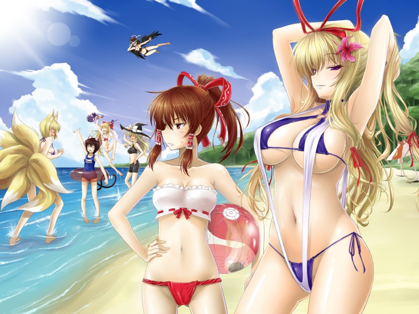 Hot anime stripping from a string bikini