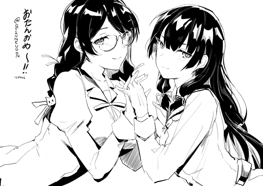 senjougahara hitagi and hanekawa tsubasa (monogatari) drawn by lynus