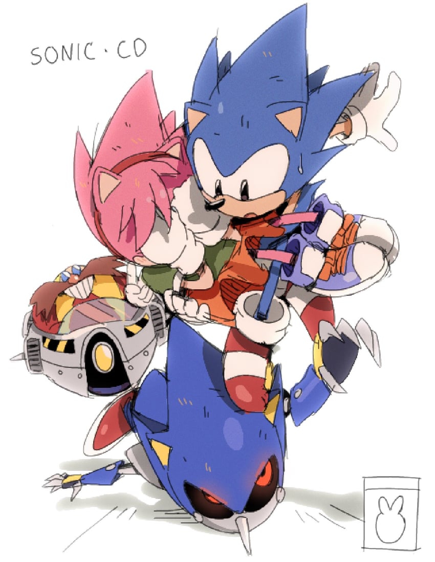 sonic the hedgehog, amy rose, dr. eggman, metal sonic, classic sonic, and 2 more (sonic and 2 more) drawn by bendedede