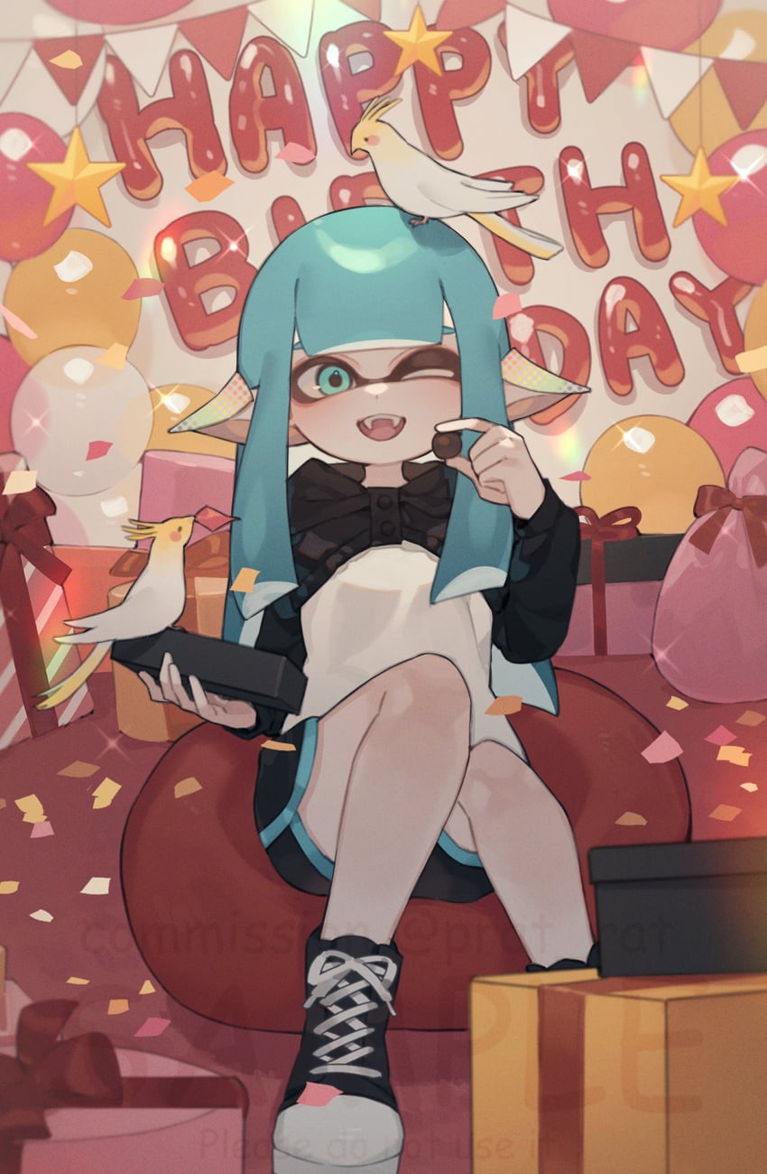 inkling player character and inkling girl (splatoon) drawn by prat_rat