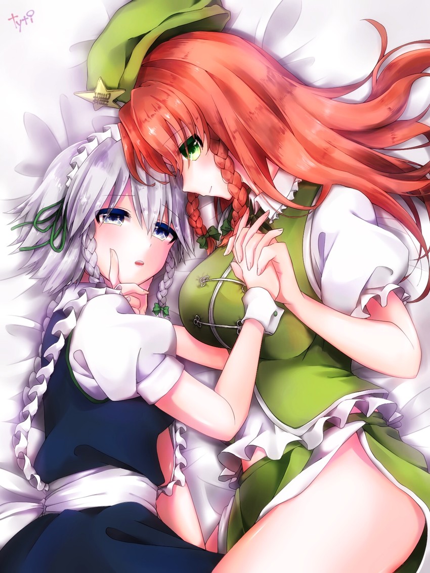 izayoi sakuya and hong meiling (touhou) drawn by tayutai_(user_xruy3332)