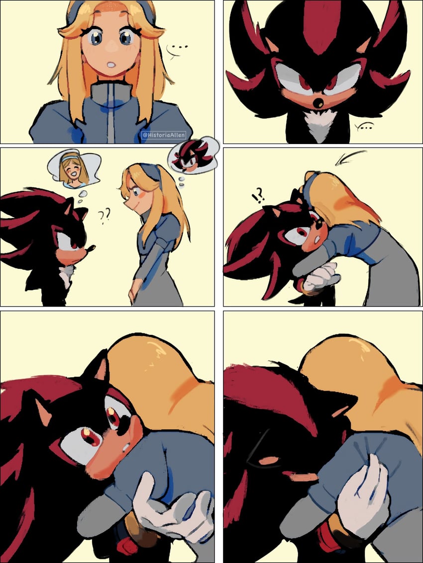 shadow the hedgehog and maria robotnik (sonic and 1 more) drawn by historiaallen