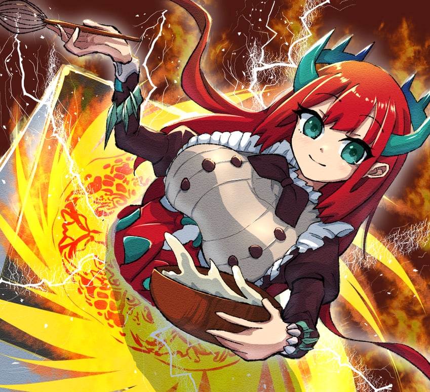 kitchen dragonmaid and sangen kaimen (yu-gi-oh!) drawn by gtbowl