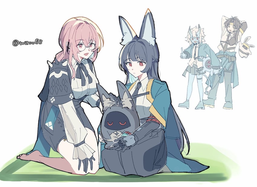 hoshimi miyabi, tsukishiro yanagi, soukaku, asaba harumasa, asaboo, and 2 more (zenless zone zero) drawn by wzoo03