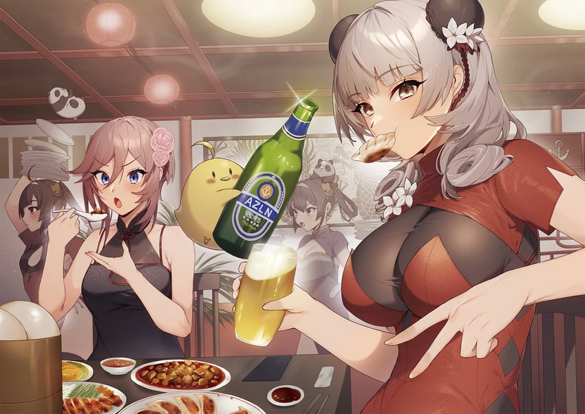 manjuu, ping hai, ning hai, luetzow, and seydlitz (azur lane) drawn by maitei_roppa