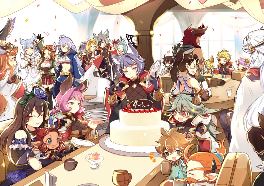 djeeta, narmaya, lyria, vyrn, silva, and 16 more (granblue fantasy) drawn by tokunaki_nozomu