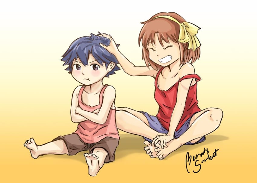 rean schwarzer and anelace elfead (eiyuu densetsu) drawn by berniesorbet