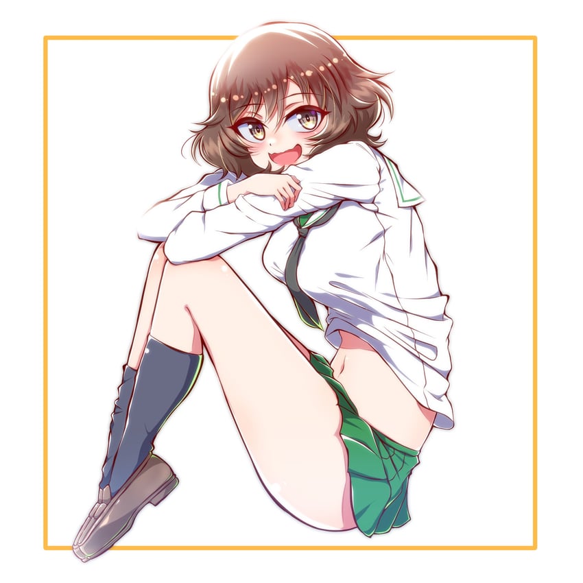 akiyama yukari (girls und panzer) drawn by cat_earthen_pot