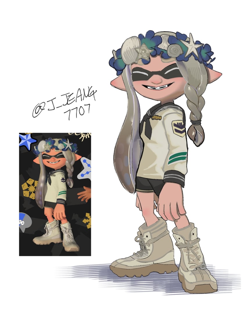 inkling player character and inkling girl (splatoon and 1 more) drawn by j_jeang7707
