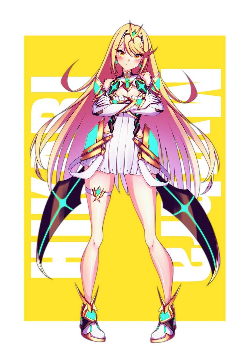 mythra (xenoblade chronicles and 1 more) drawn by hakusai_(hksicabb)