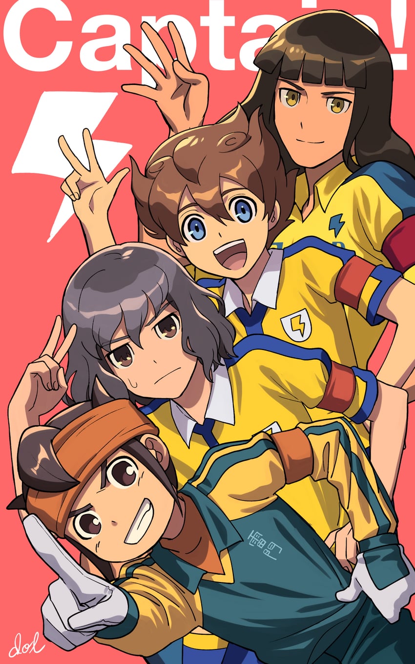 shindou takuto, matsukaze tenma, endou mamoru, and michinari tatsumi (inazuma eleven go and 3 more) drawn by dolustoy