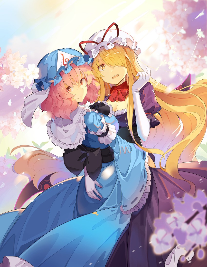 yakumo yukari and saigyouji yuyuko (touhou) drawn by falken_(yutozin)