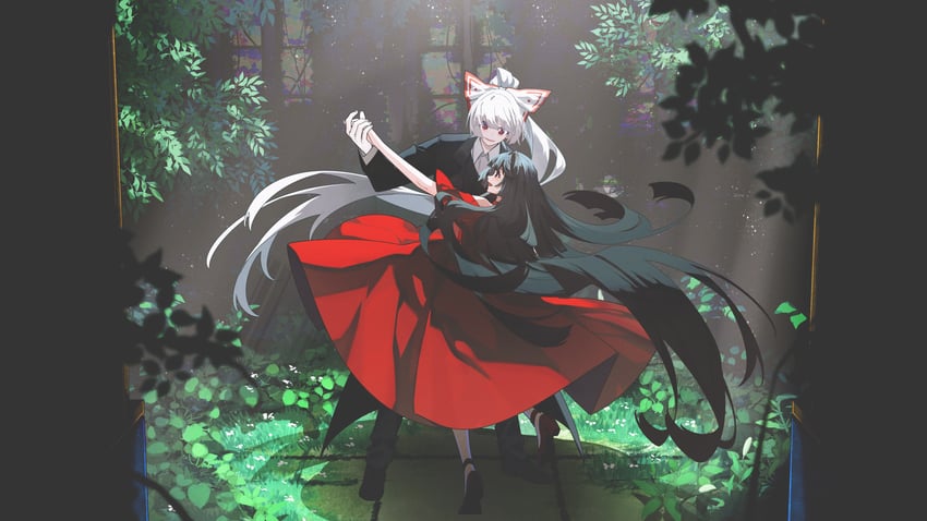 fujiwara no mokou and houraisan kaguya (touhou) drawn by banjie