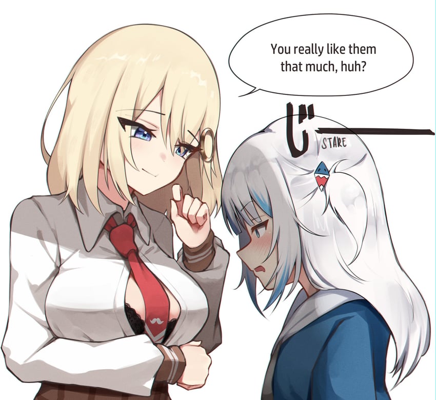 gawr gura and watson amelia (hololive and 1 more) drawn by skaarl_(artist)