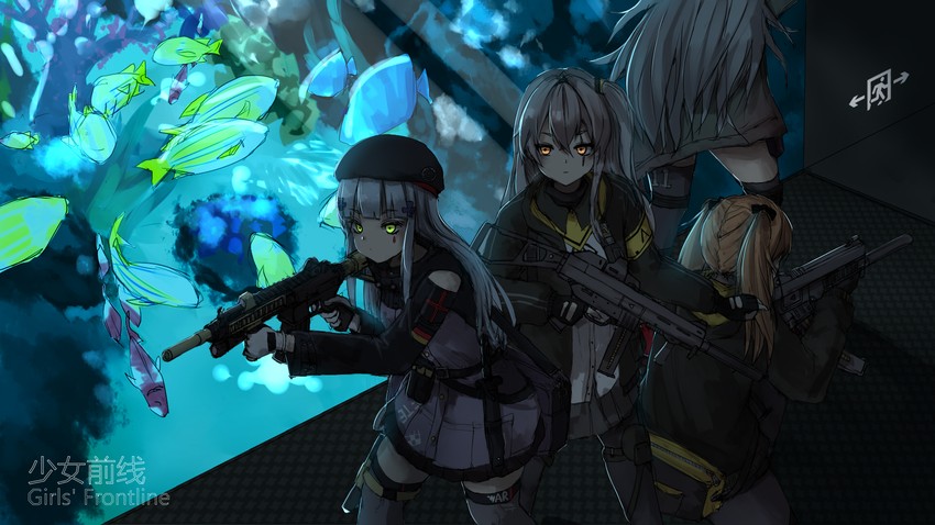 hk416, ump45, ump9, and g11 (girls' frontline) drawn by kourou_(kouroukun)