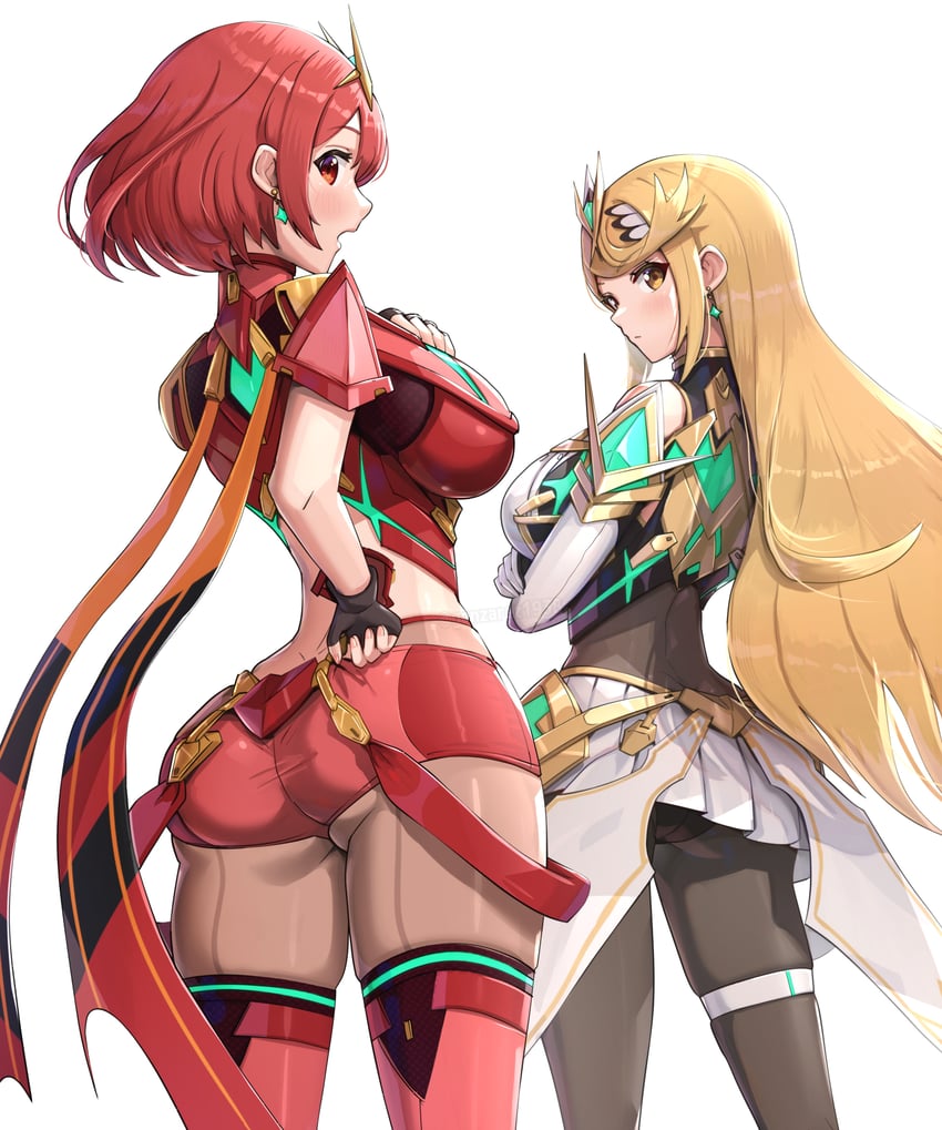 pyra and mythra (xenoblade chronicles and 1 more) drawn by gonzarez
