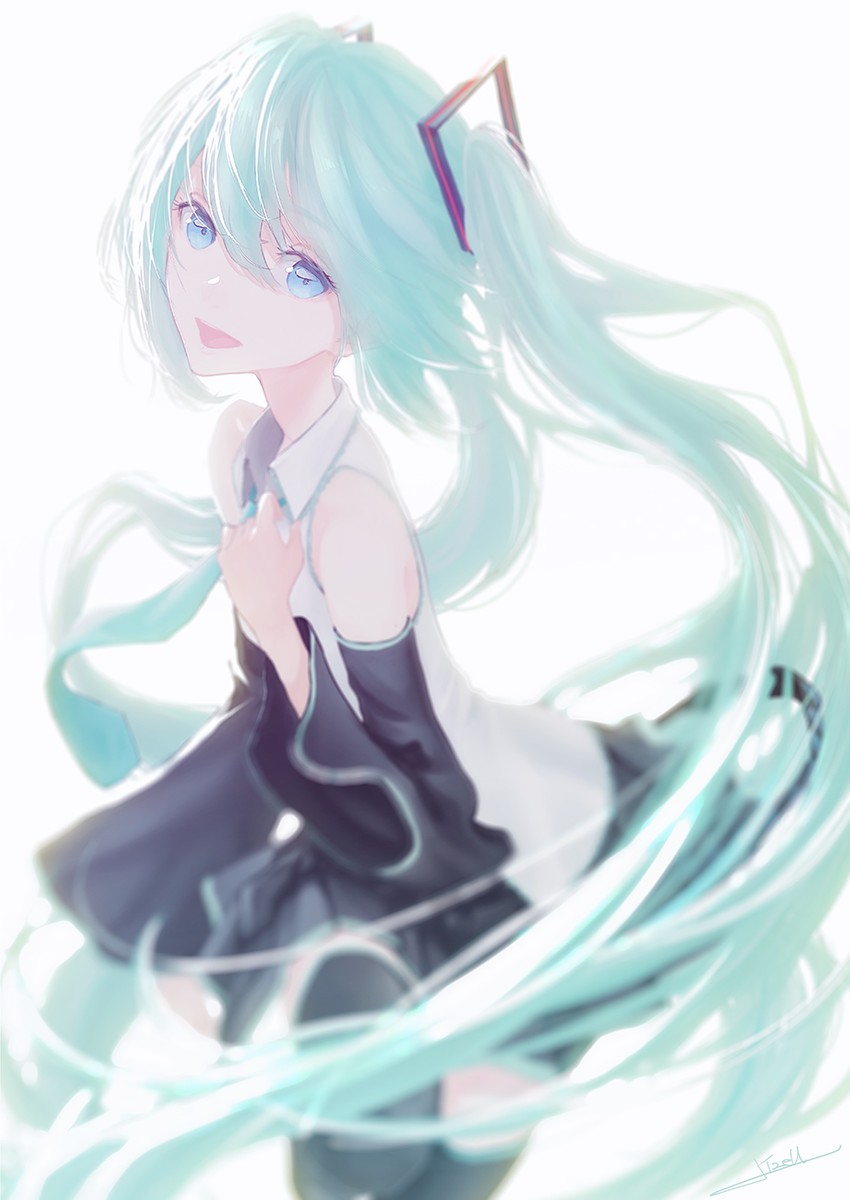 hatsune miku (vocaloid and 1 more) drawn by jizell