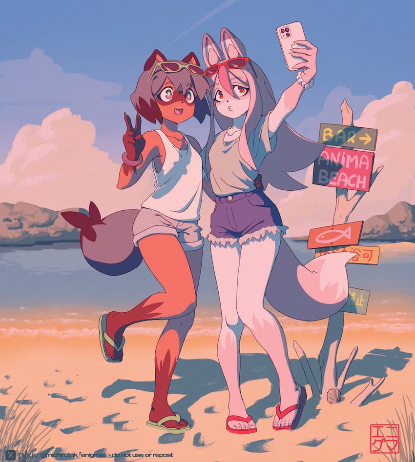 kagemori michiru and hiwatashi nazuna (brand new animal) drawn by michirutnk