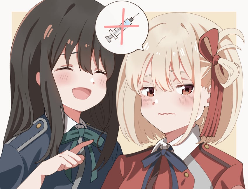 nishikigi chisato and inoue takina (lycoris recoil) drawn by alicealice_16