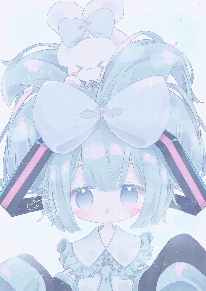 hatsune miku, cinnamoroll, and cinnamiku (vocaloid and 2 more) drawn by amamona_p