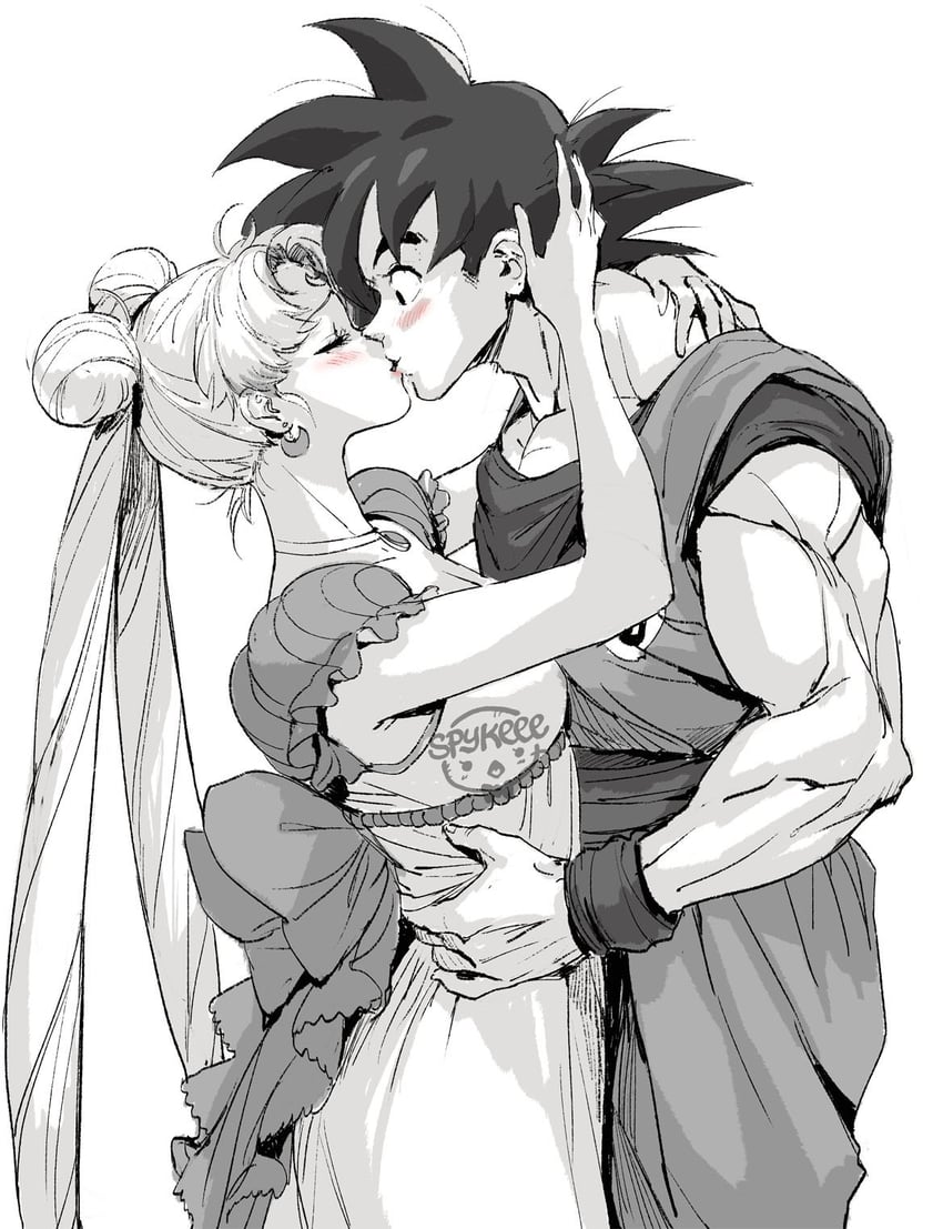tsukino usagi, son goku, sailor moon, and princess serenity (dragon ball and 2 more) drawn by spykeee