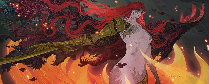 malenia blade of miquella and malenia goddess of rot (elden ring) drawn by ami_thompson